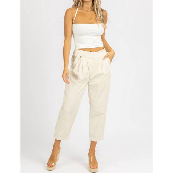 NEW MABLE woven asymmetrical button pants in cream - Picture 5 of 7